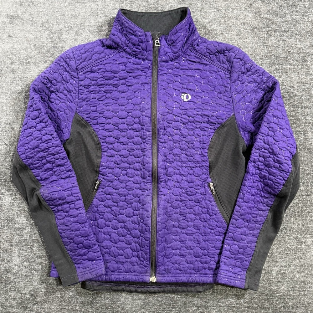 Pearl‎ Izumi Cycling Jacket Women's Size Medium Quilted Purple & Black Full Zip